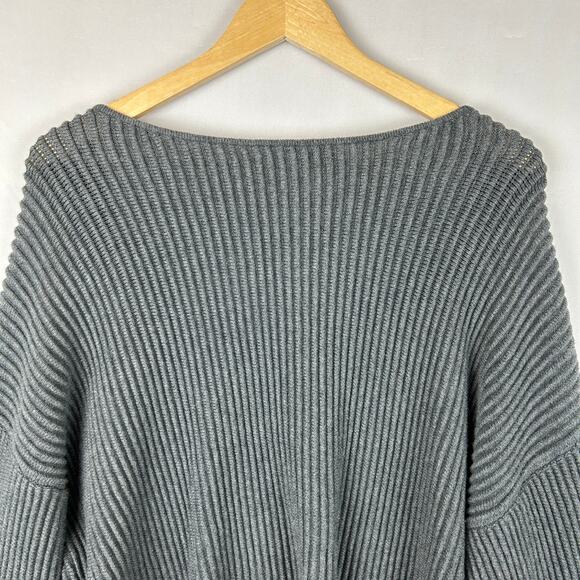 Lunya Ribbed Sweater Grey Heather Cozy Cotton Silk Reversible Women's Size S - Picture 7 of 9